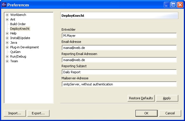 Preferences Page